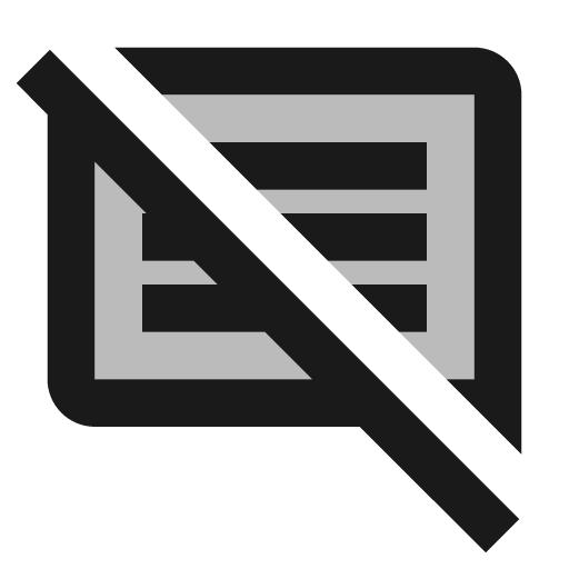 Twotone comments disabled icon, solid style, from Google Material Icons