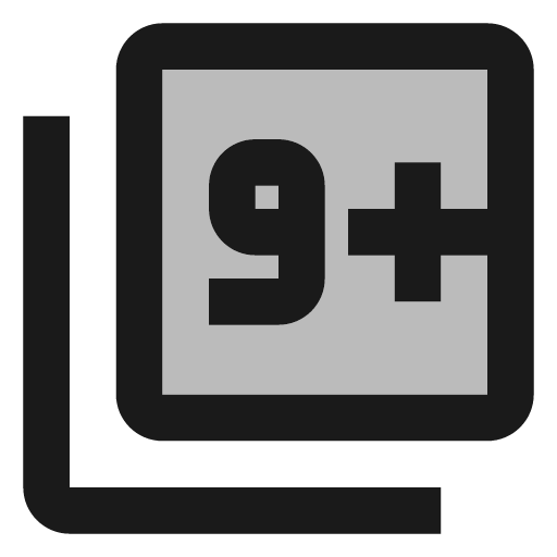 Twotone filter 9 plus icon, solid style, from Google Material Icons
