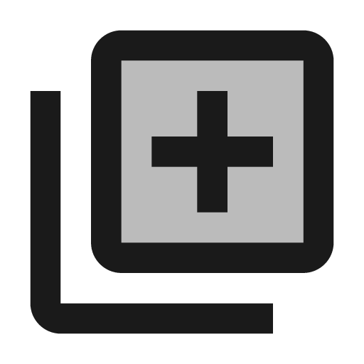 Twotone library add icon, solid style, from Google Material Icons
