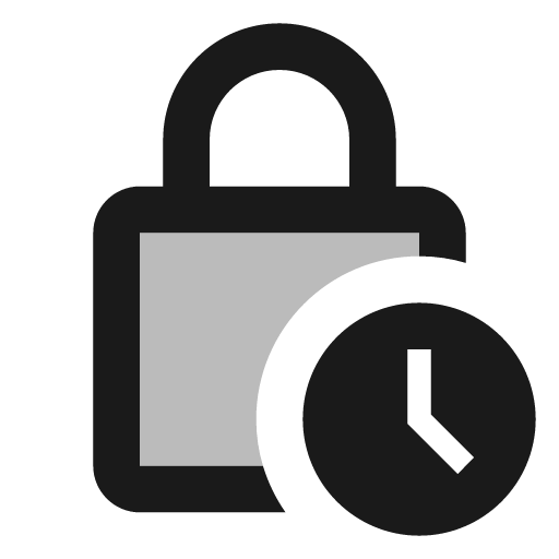 Twotone lock clock icon, solid style, from Google Material Icons