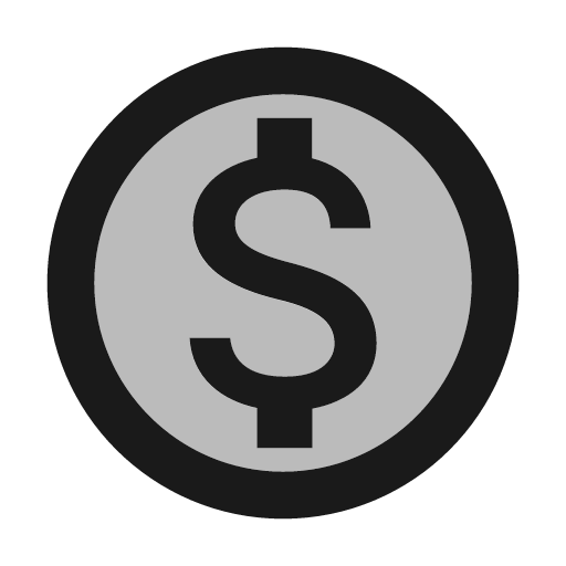 Twotone monetization on icon, solid style, from Google Material Icons
