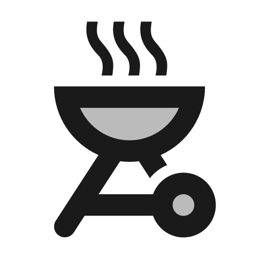 Twotone outdoor grill icon, solid style, from Google Material Icons