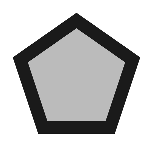 Twotone pentagon icon, solid style, from Google Material Icons