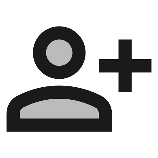 Twotone person add alt icon, solid style, from Google Material Icons