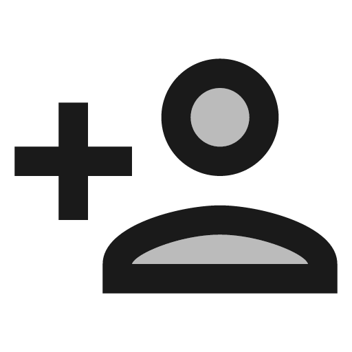 Twotone person add icon, solid style, from Google Material Icons