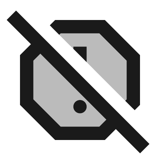 Twotone report off icon, solid style, from Google Material Icons