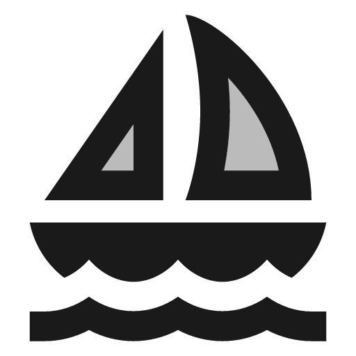 Twotone sailing icon, solid style, from Google Material Icons