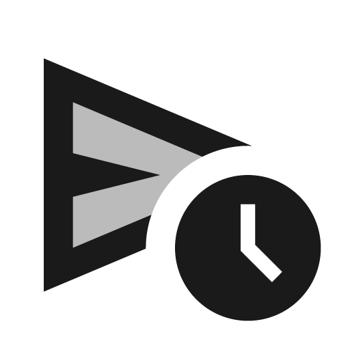 Twotone schedule send icon, solid style, from Google Material Icons