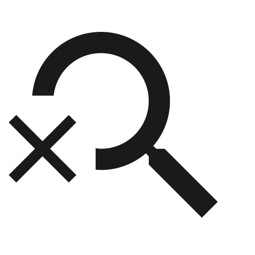 Twotone search off icon, solid style, from Google Material Icons