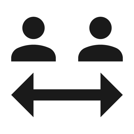 Twotone social distance icon, solid style, from Google Material Icons