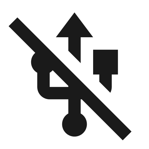 Twotone usb off icon, solid style, from Google Material Icons
