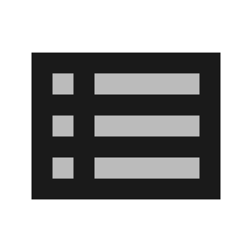 Twotone view list icon, solid style, from Google Material Icons