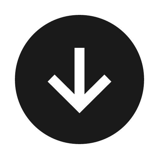 Arrow down circle sharp icon, sharp-cornered style, from IonIcons