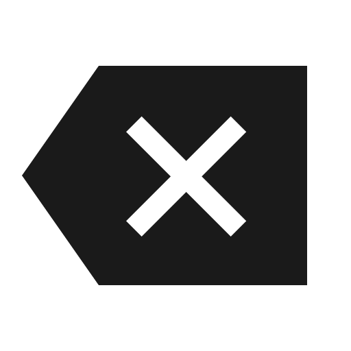 Backspace sharp icon, sharp-cornered style, from IonIcons