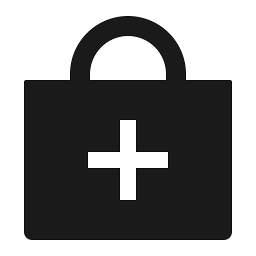 Bag add sharp icon, sharp-cornered style, from IonIcons