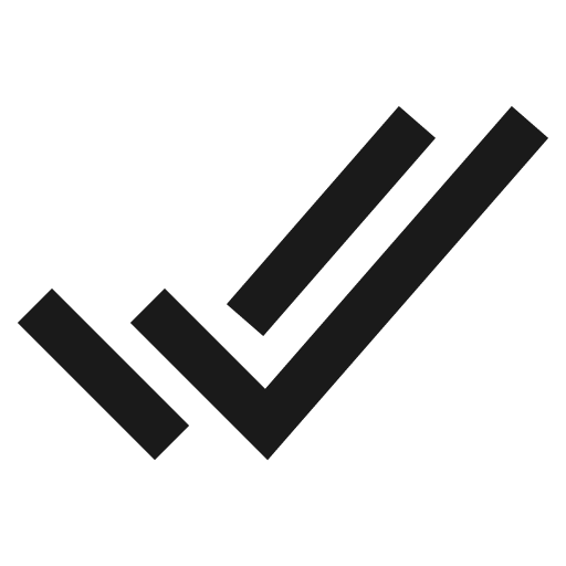 Checkmark done sharp icon, sharp-cornered style, from IonIcons