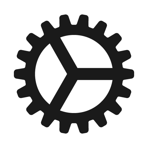 Cog sharp icon, sharp-cornered style, from IonIcons