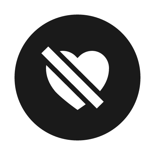 Heart dislike circle sharp icon, sharp-cornered style, from IonIcons
