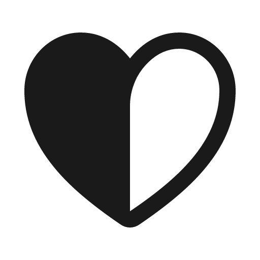 Heart half outline icon, outline style, from IonIcons