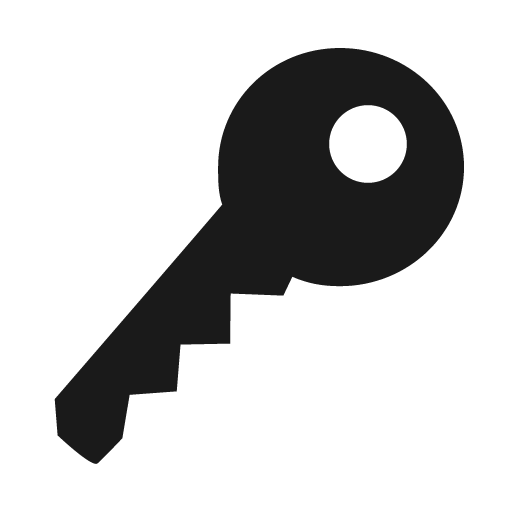 Key sharp icon, sharp-cornered style, from IonIcons