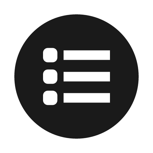 List circle sharp icon, sharp-cornered style, from IonIcons
