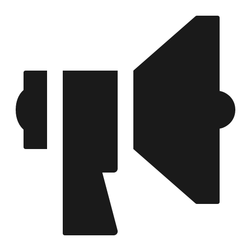 Megaphone sharp icon, sharp-cornered style, from IonIcons