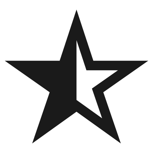 Star half sharp icon, sharp-cornered style, from IonIcons