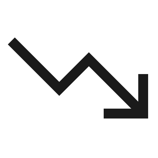 Trending down sharp icon, sharp-cornered style, from IonIcons