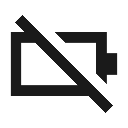 Battery slash icon, solid style, from Siemens Industrial Experience Icons