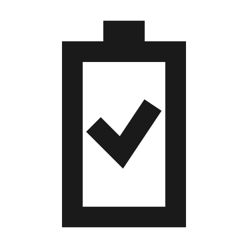 Battery upright check icon, solid style, from Siemens Industrial Experience Icons