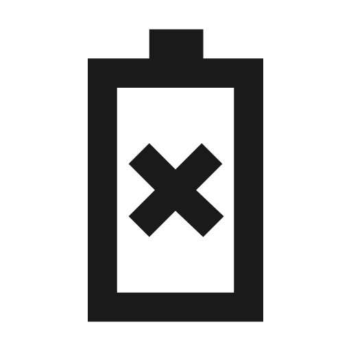 Battery upright xmark icon, solid style, from Siemens Industrial Experience Icons