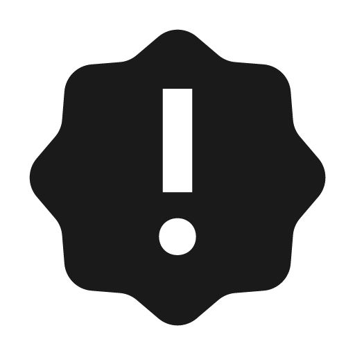 Certificate exclamation filled icon, filled style, from Siemens Industrial Experience Icons