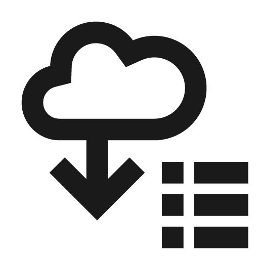 Cloud download list icon, solid style, from Siemens Industrial Experience Icons