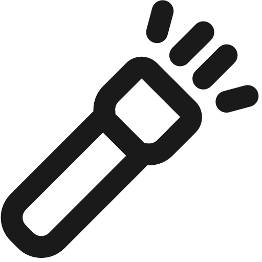 Flashlight on icon, solid style, from Jam Icons