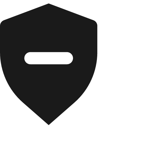 Shield minus f icon, solid style, from Jam Icons