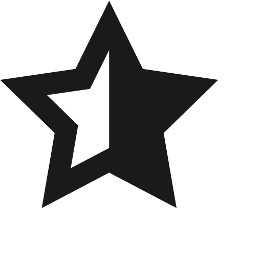 Star half icon, solid style, from Jam Icons