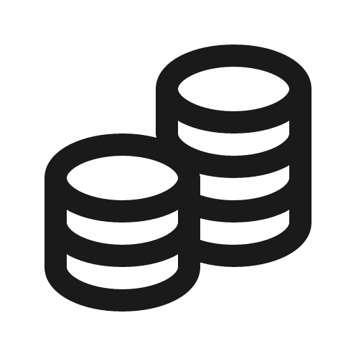 Coins icon, solid style, from Line Awesome