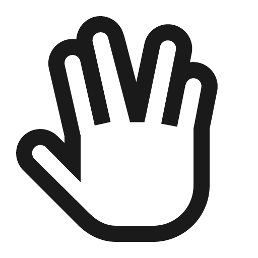 Hand spock icon, solid style, from Line Awesome