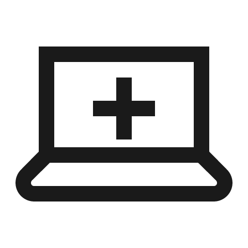 Laptop medical icon, solid style, from Line Awesome