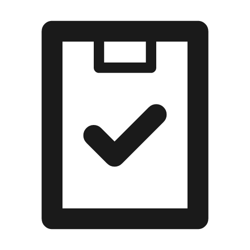 Clipboard to clipboard check transition icon, line style, from Material Line Icons