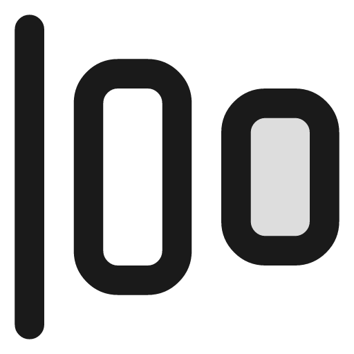 Align horizontal justify start duotone icon, two-tone style, from Lucide Extended