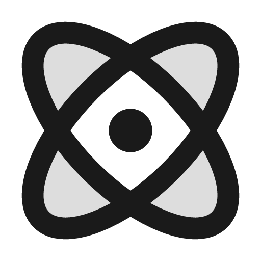 Atom duotone icon, two-tone style, from Lucide Extended