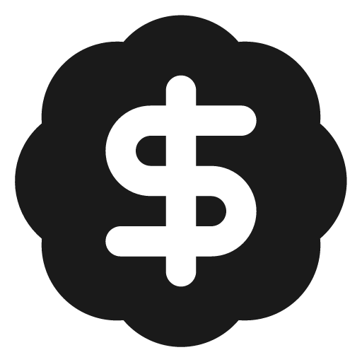 Badge dollar sign filled icon, filled style, from Lucide Extended