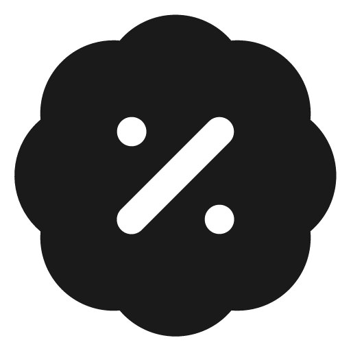 Badge percent filled icon, filled style, from Lucide Extended