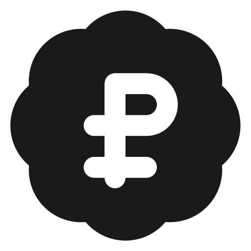 Badge russian ruble filled icon, filled style, from Lucide Extended