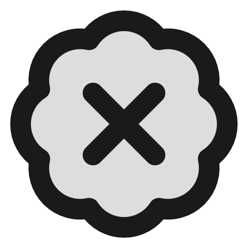 Badge x duotone icon, two-tone style, from Lucide Extended