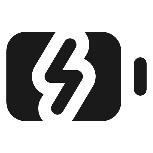 Battery charging filled icon, filled style, from Lucide Extended