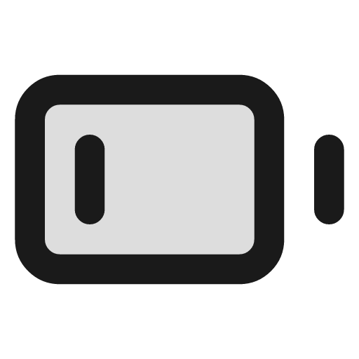 Battery low duotone icon, two-tone style, from Lucide Extended