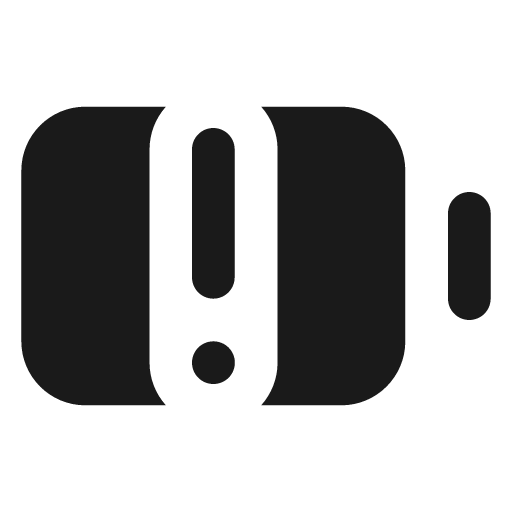 Battery warning filled icon, filled style, from Lucide Extended