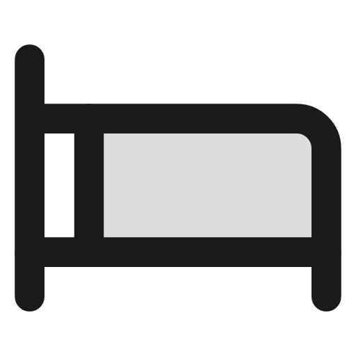 Bed duotone icon, two-tone style, from Lucide Extended